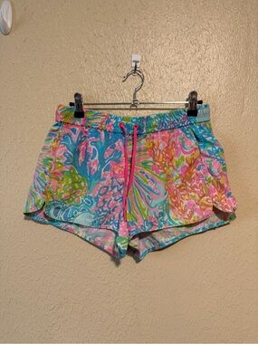 The‎ Lilly Pulitzer Luxletic Swim Shorts Size Small Pull On Drawstring Pockets